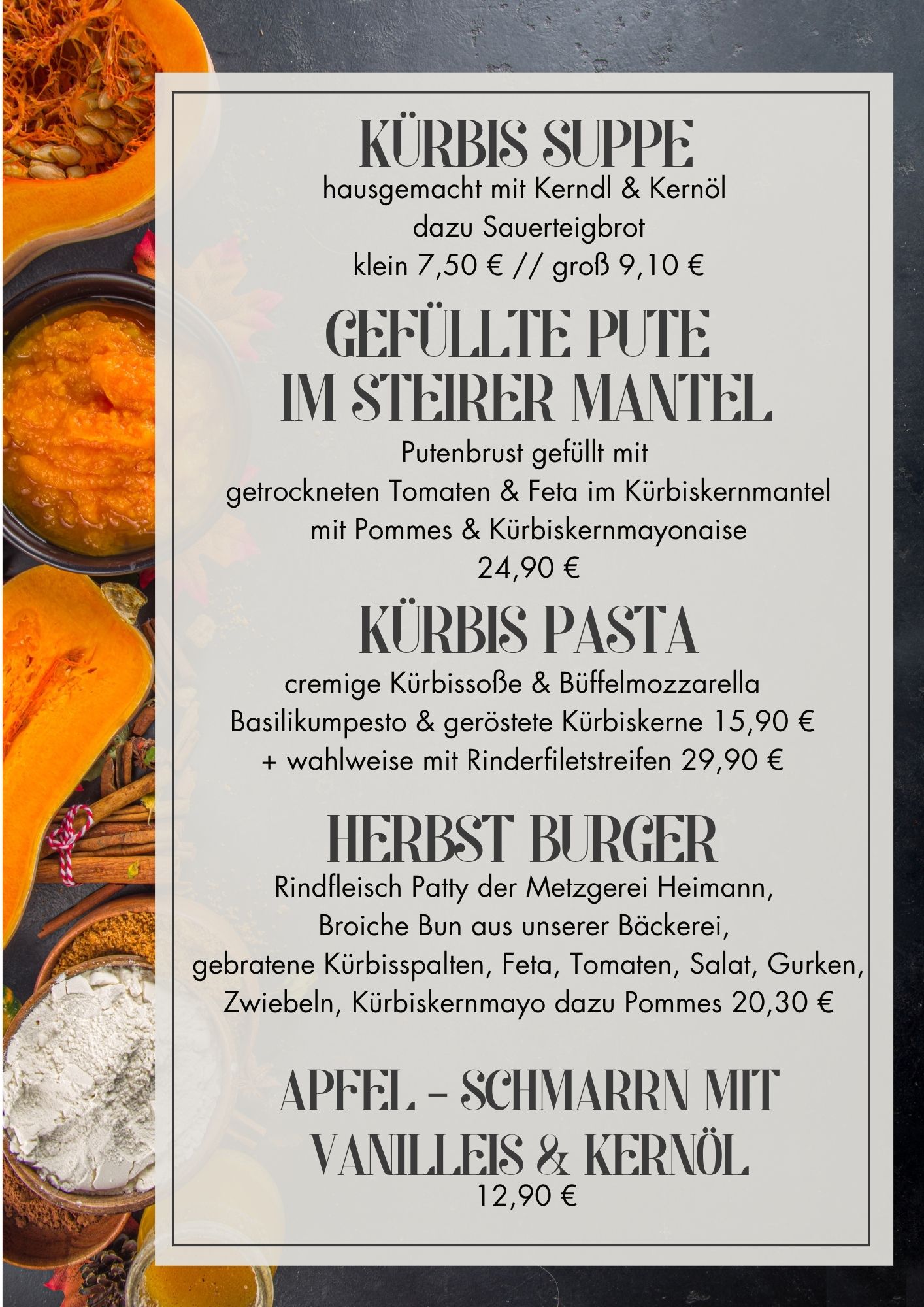 Saisonkarte Restaurant Herbst 2026